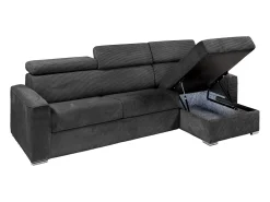 Sofá cama rinconera tipo italiano de pana gris antracita con Cama de 160 cm VIZIR