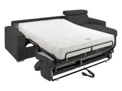 Sofá cama rinconera tipo italiano de pana gris antracita con Cama de 160 cm VIZIR