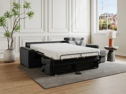 Sofá cama rinconera tipo italiano de pana gris antracita con Cama de 160 cm VIZIR