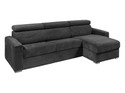 Sofá cama rinconera tipo italiano de pana gris antracita con Cama de 160 cm VIZIR