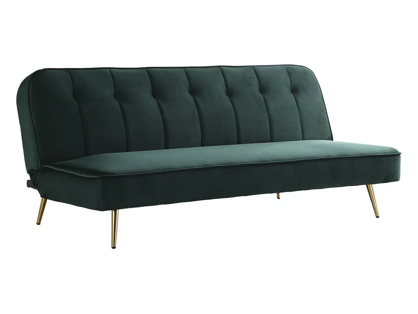Sofá cama/clic clac terciopelo "James" - 180 x 83 x 75 cm - 3 plazas - Verde oscuro