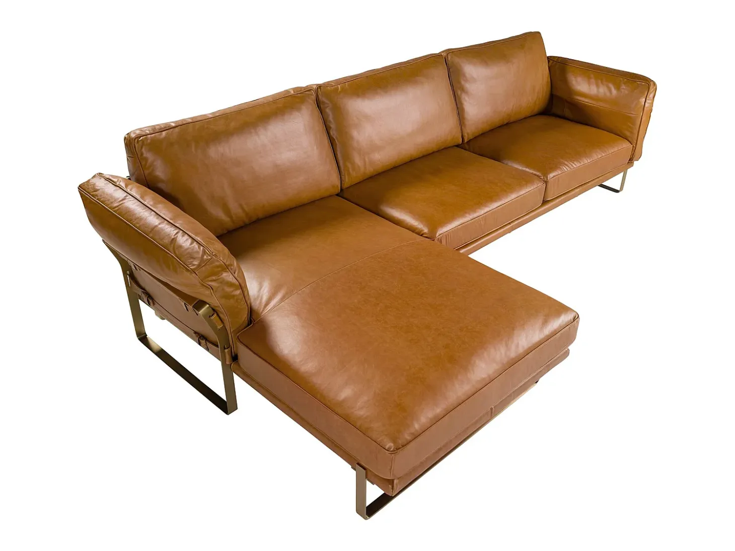 Sofá chaise longue izquierda piel camel 6231 ANGEL CERDA
