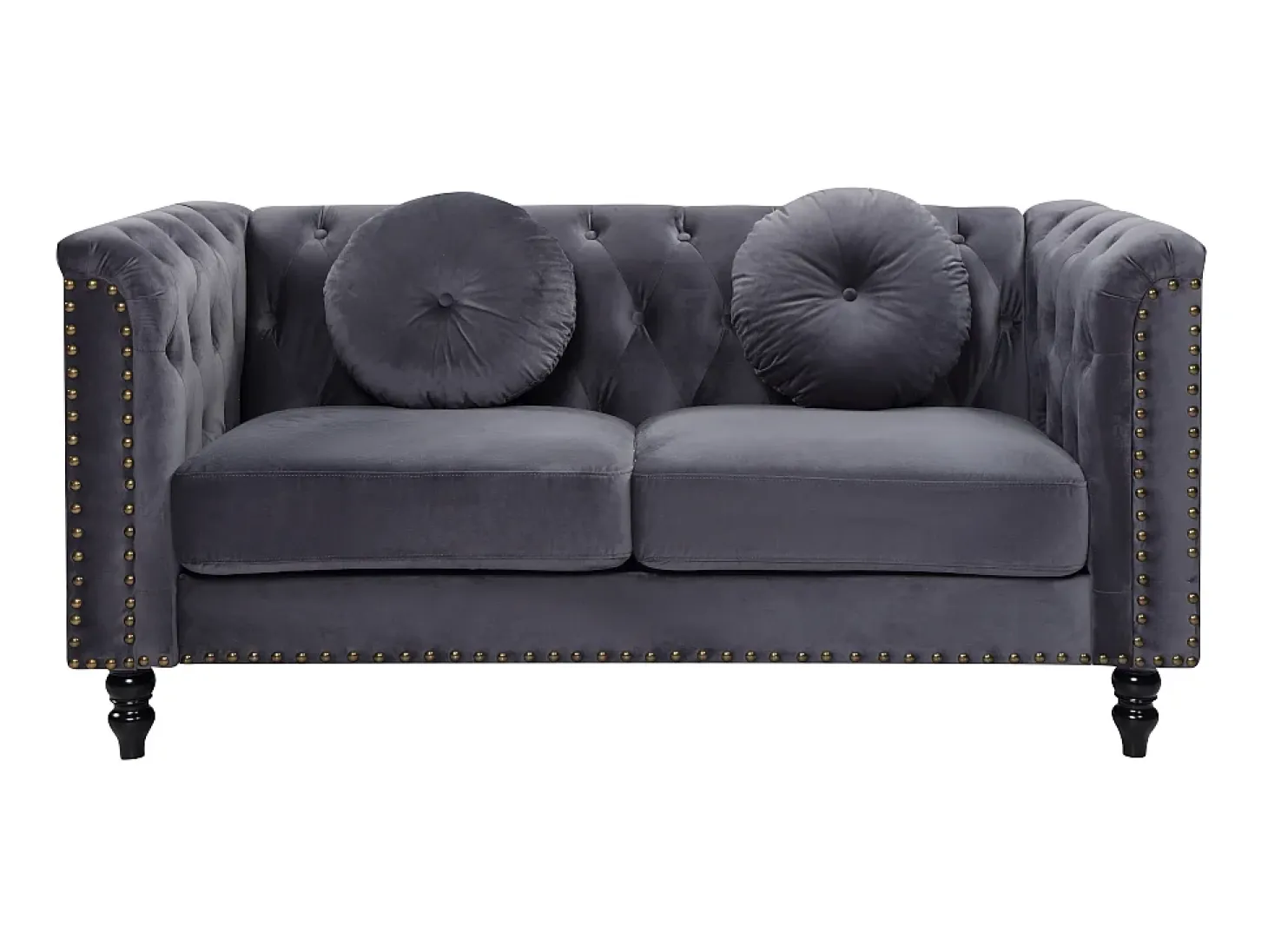 Sofá chesterfield 2 plazas de terciopelo antracita TURNER