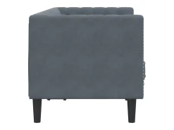 Sofá Chesterfield 2 plazas con cojines terciopelo gris oscuro