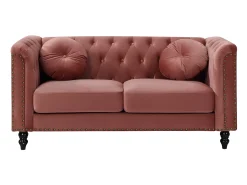 Sofá chesterfield 2 plazas de terciopelo rosa viejo TURNER