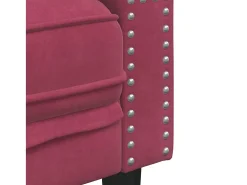 Sofá Chesterfield 3 plazas con cojines terciopelo rojo tinto