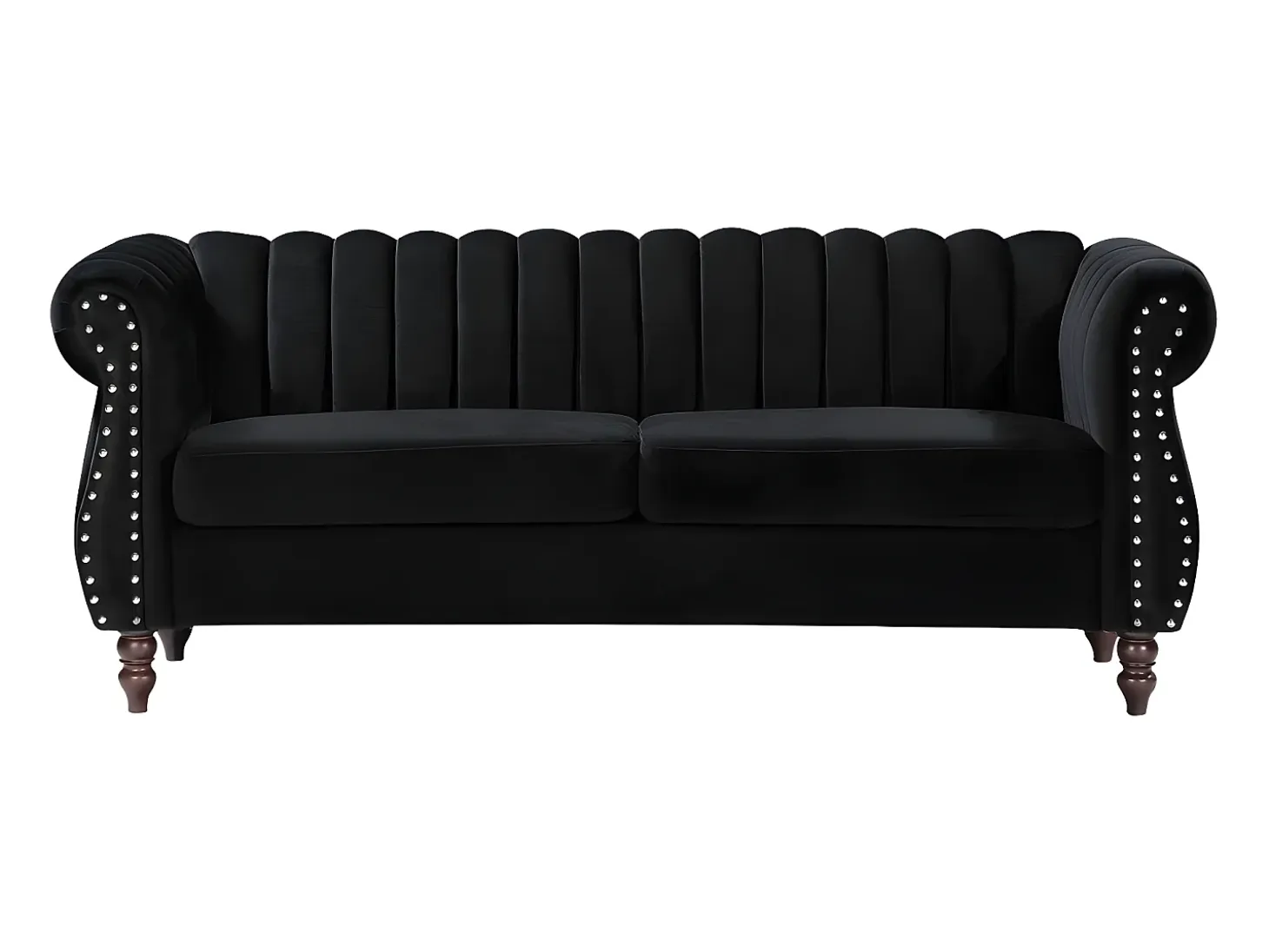 Sofá chesterfield 3 plazas de terciopelo negro TRUMBO