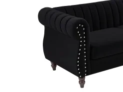 Sofá chesterfield 3 plazas de terciopelo negro TRUMBO