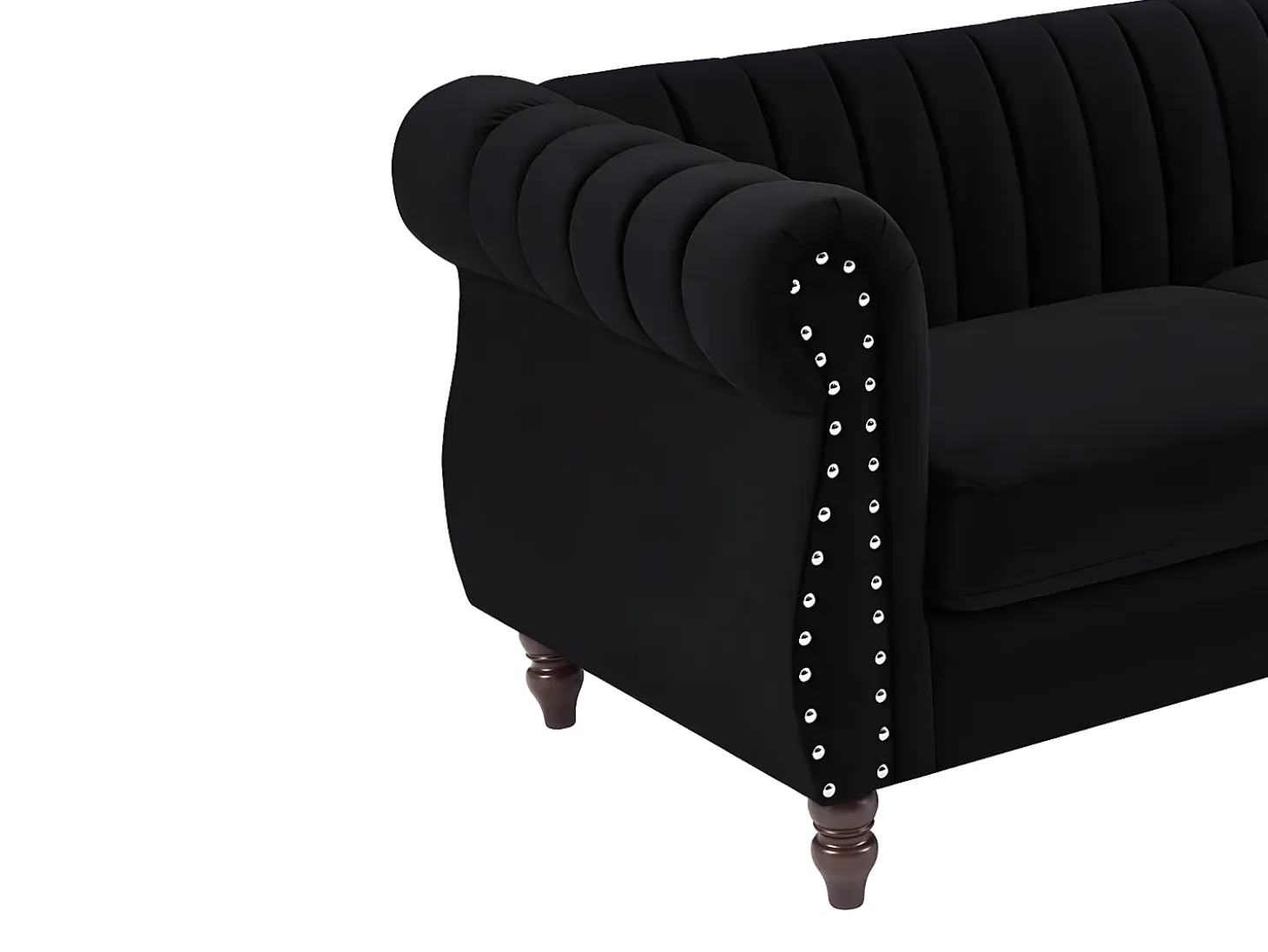Sofá chesterfield 3 plazas de terciopelo negro TRUMBO
