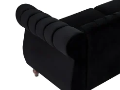 Sofá chesterfield 3 plazas de terciopelo negro TRUMBO