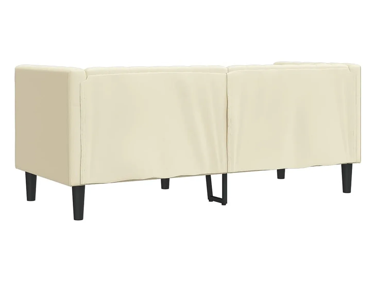 Sofá Chesterfield de 2 plazas cuero artificial blanco crema