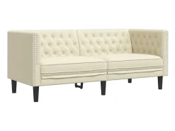 Sofá Chesterfield de 2 plazas cuero artificial blanco crema