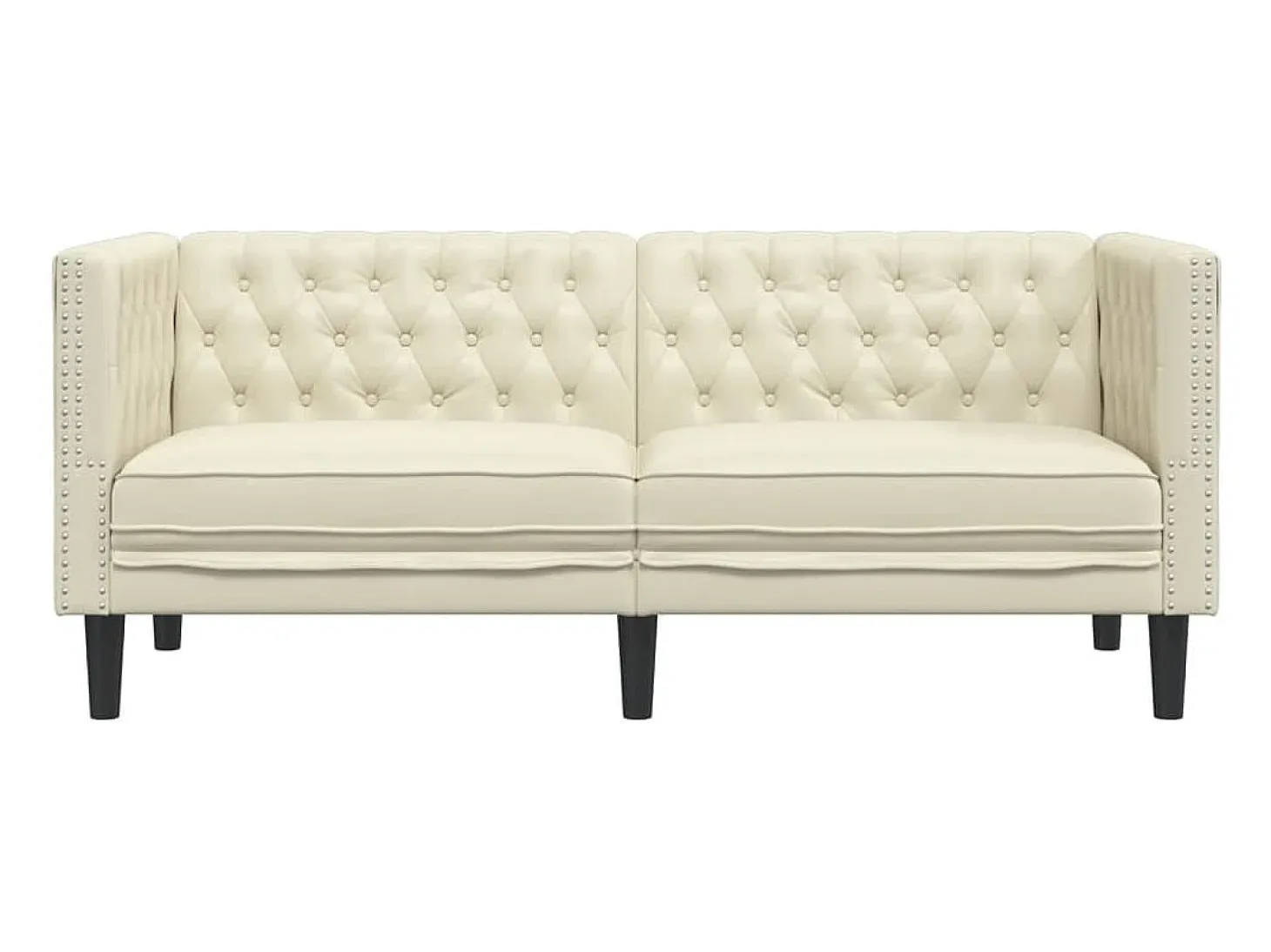 Sofá Chesterfield de 2 plazas cuero artificial blanco crema
