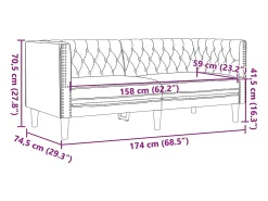 Sofá Chesterfield de 2 plazas cuero artificial blanco crema