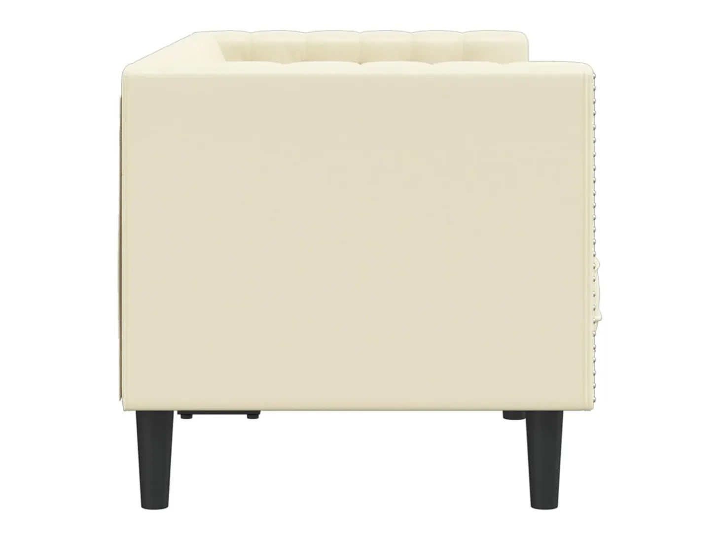 Sofá Chesterfield de 2 plazas cuero artificial blanco crema