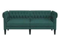 Sofá Chesterfield de 2 plazas tela verde oscuro