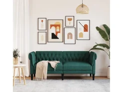 Sofá Chesterfield de 2 plazas tela verde oscuro