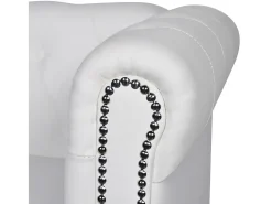 Sofá Chesterfield de 3 plazas cuero sintético blanco