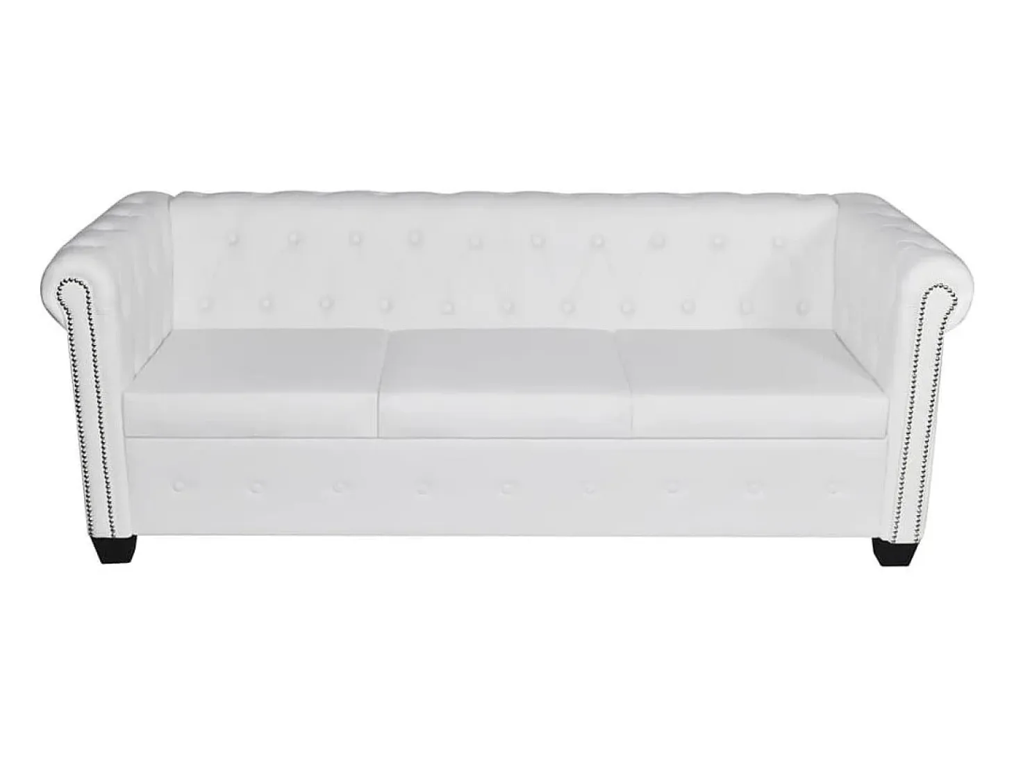 Sofá Chesterfield de 3 plazas cuero sintético blanco