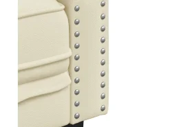 Sofá Chesterfield de 3 plazas cuero artificial blanco crema