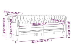 Sofá Chesterfield de 3 plazas tela negro