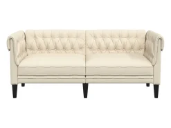 Sofá chesterfield de 2 plazas tela crema