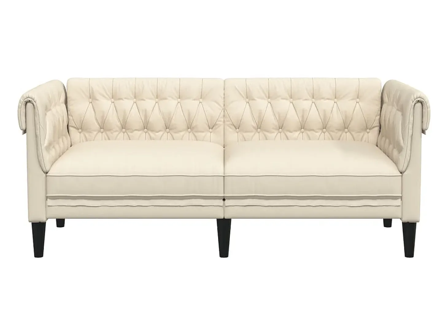 Sofá chesterfield de 2 plazas tela crema