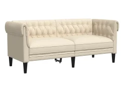 Sofá chesterfield de 2 plazas tela crema