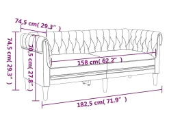Sofá chesterfield de 2 plazas tela crema