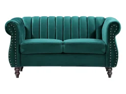 Sofá chesterfield de 2 plazas de terciopelo verde esmeralda TRUMBO