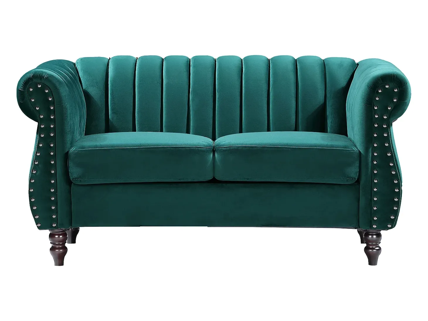 Sofá chesterfield de 2 plazas de terciopelo verde esmeralda TRUMBO