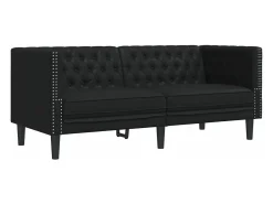 Sofá Chesterfield de 2 plazas cuero artificial negro