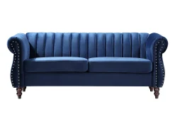 Sofá chesterfield de 3 plazas de terciopelo Azul real TRUMBO