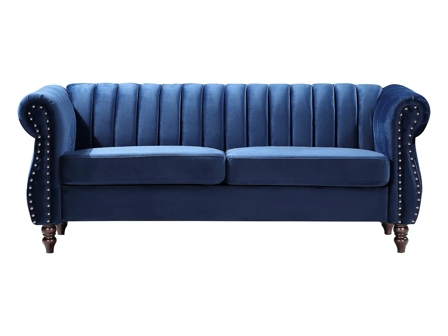 Sofá chesterfield de 3 plazas de terciopelo Azul real TRUMBO