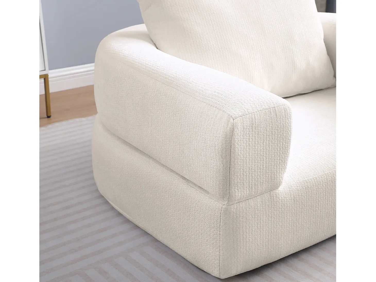 Sofá componible amplio resistente chenilla beige ideal para familia