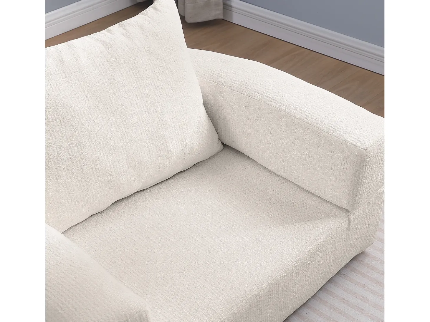 Sofá componible amplio resistente chenilla beige ideal para familia