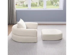 Sofá componible amplio resistente chenilla beige ideal para familia