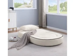 Sofá componible amplio resistente chenilla beige ideal para familia