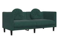 Sofá con cojines 2 plazas terciopelo verde oscuro