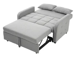 Sofá convertible con brazos y respaldo regulable - lino gris - para salón y dormitorio