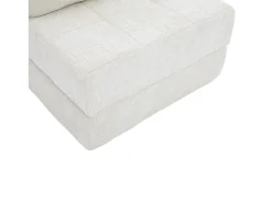 Sofá convertible con cojines lumbares y reposacabezas, chenilla beige - para salón y dormitorio