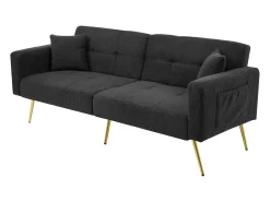 Sofá convertible con respaldo regulable - 2 plazas - Tejido de rizo francés - Gris