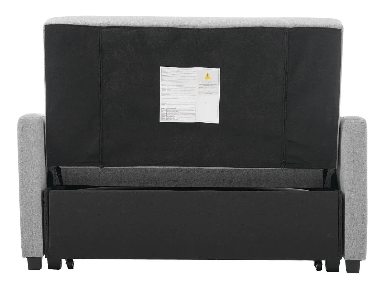 Sofá convertible de 2 plazas con respaldo regulable y 2 cojines - Tejido de lino gris