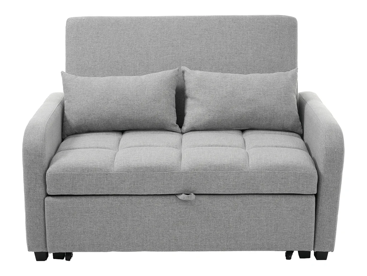 Sofá convertible de 2 plazas con respaldo regulable y 2 cojines - Tejido de lino gris