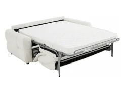 Sofá convertible de 3 plazas en chenilla beige colchón 12 cm ECORIA