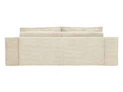 Sofá convertible express AMELIA de 4 plazas en pana beige, 160 cm, colchón viscoelástico de 13 cm
