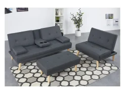 Sofá convertible, modulable 5 plazas de tela gris STOCKHOLM