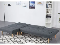 Sofá convertible, modulable 5 plazas de tela gris STOCKHOLM