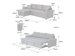 Sofá convertible TONY 3 plazas gris