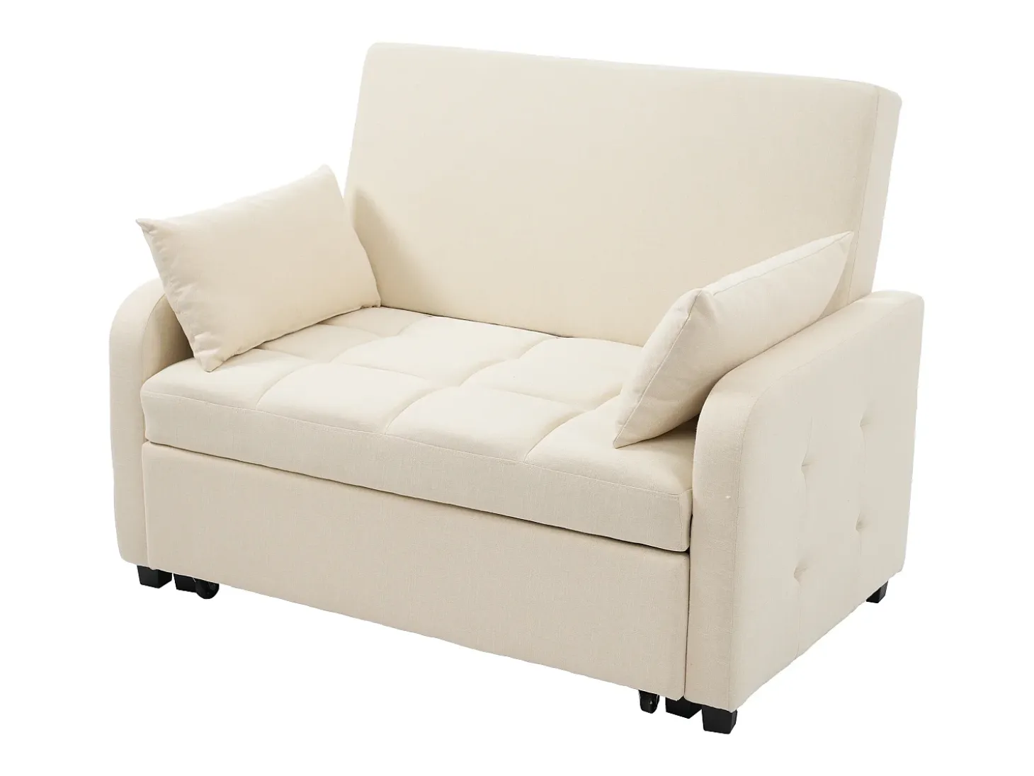 Sofá convertible 127x75x94 cm - Respaldo ajustable - Incluye 2 cojines - Beige